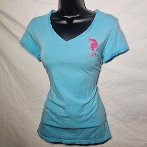 Vintage y2k us polo assassin blue preppy v neck tee